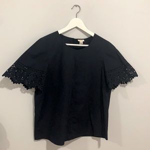 JCrew Eyelet Flutter Sleeve top